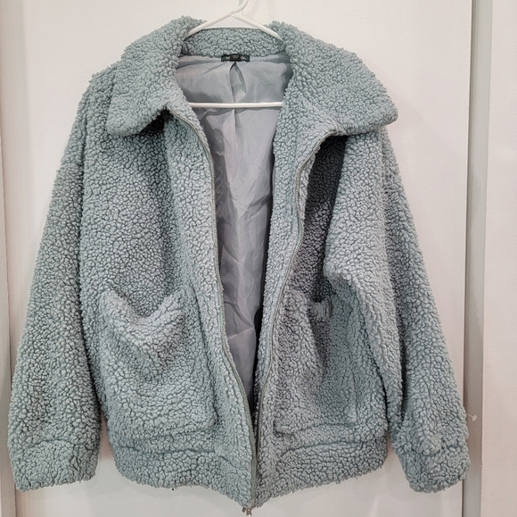 wild fable Jackets & Blazers - Wild Fable Teddy Sherpa Faux Fur Jacket Blue Haze XS/S Oversized